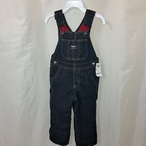 NWT OshKosh B'gosh Kids Denim Overalls - Dark Blue. Fully Lined Fleece Polyester